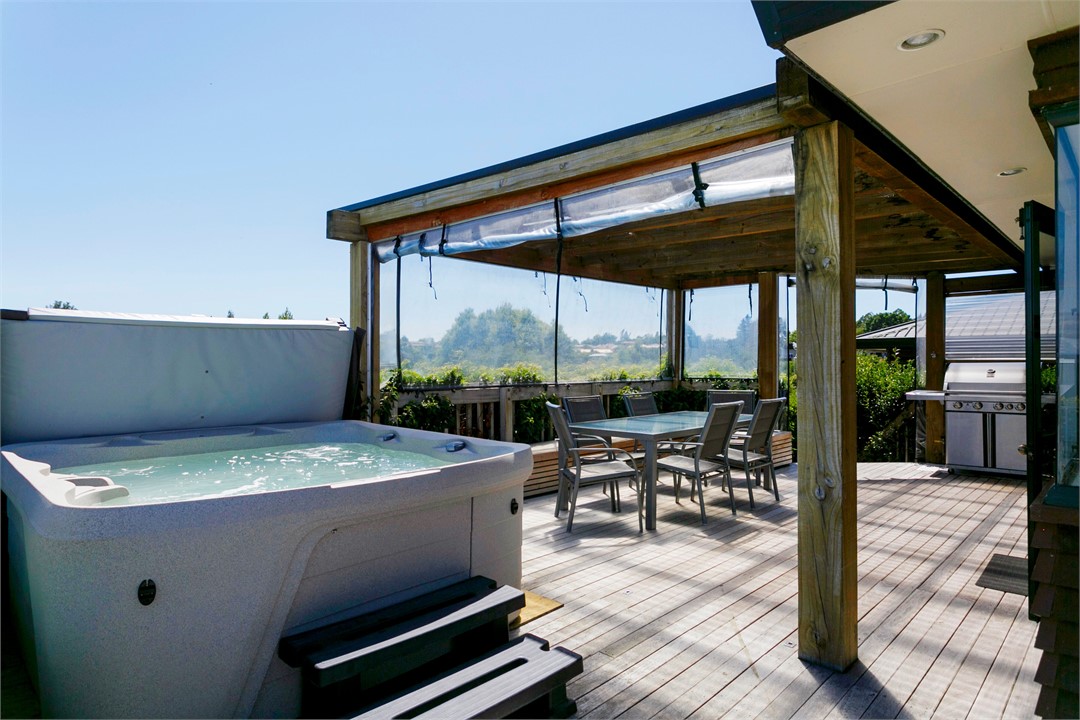 Spa with wine - the lights of Taupo are spectacula