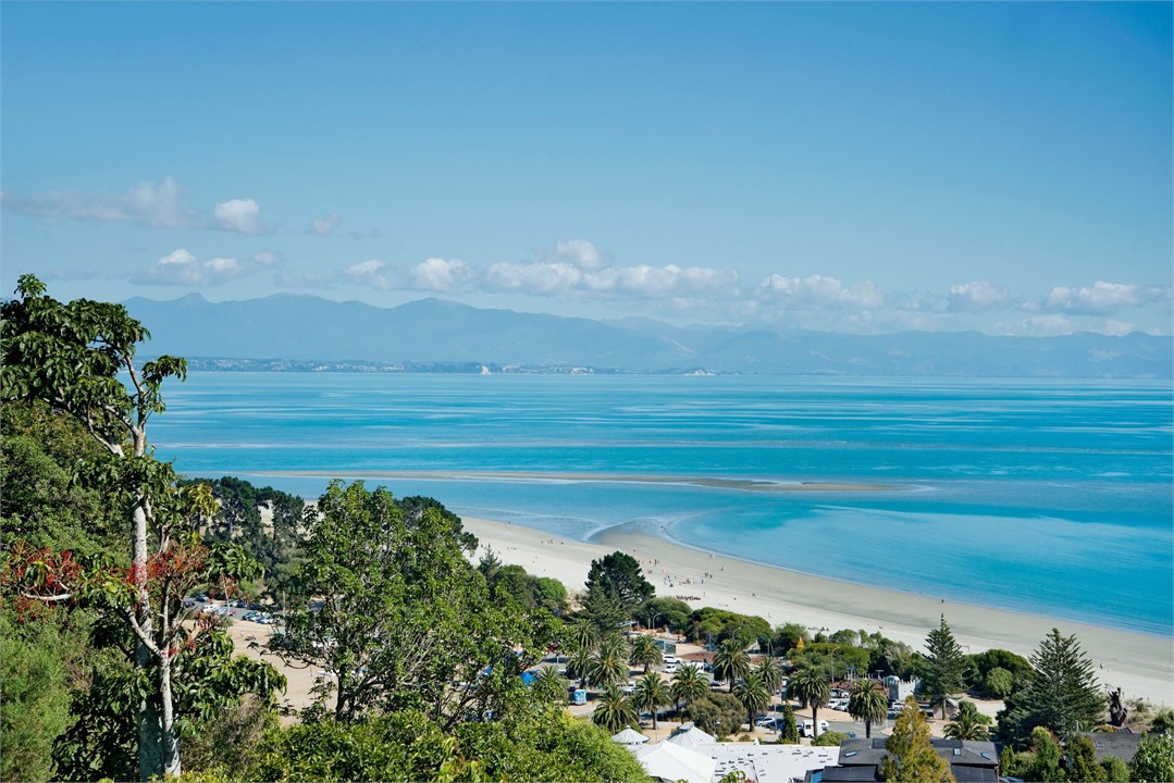 Stunning views overTahunanui Beach and Tasman Bay