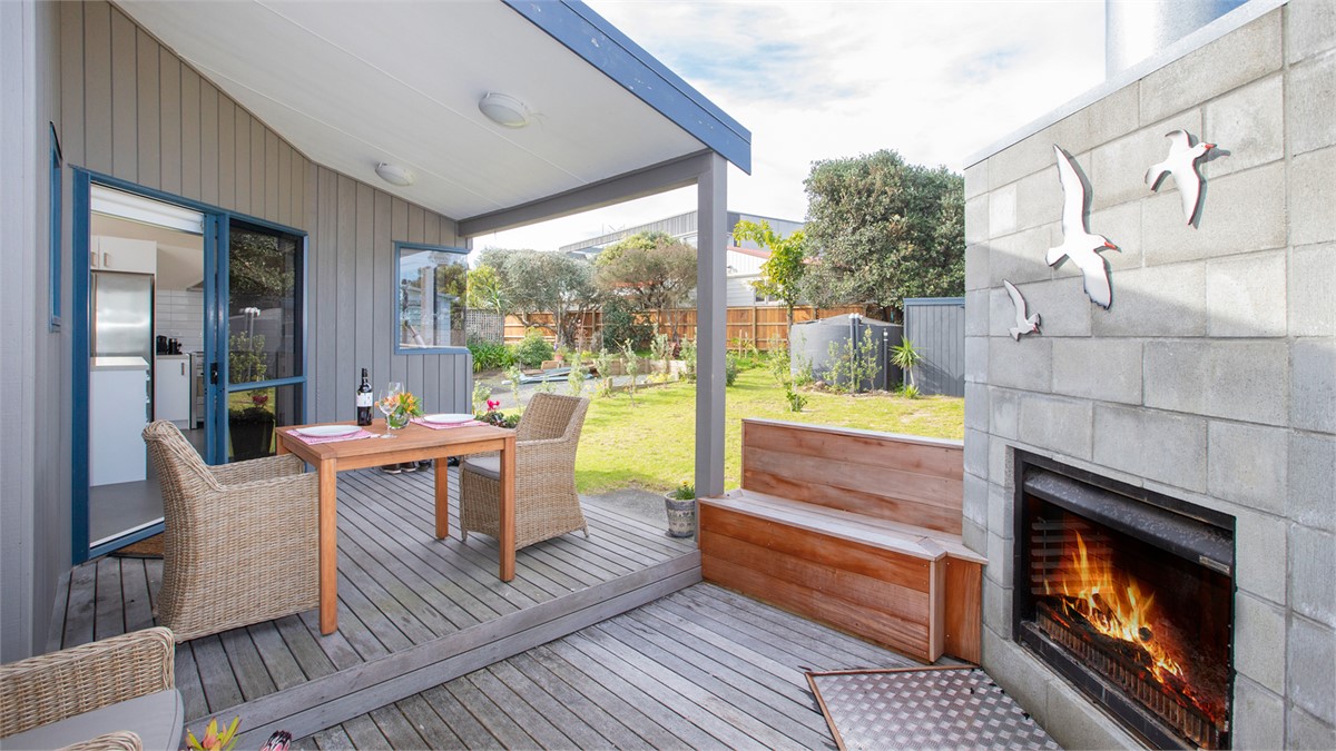 open fire off kitchen deck