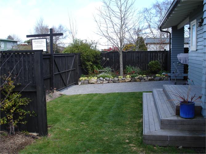 Back lawn and entrance