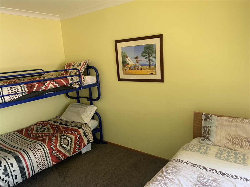 Bedroom 3. Single and bunks.