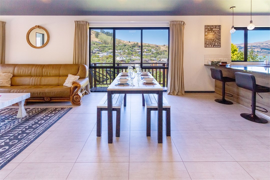 Open-plan dining with a view