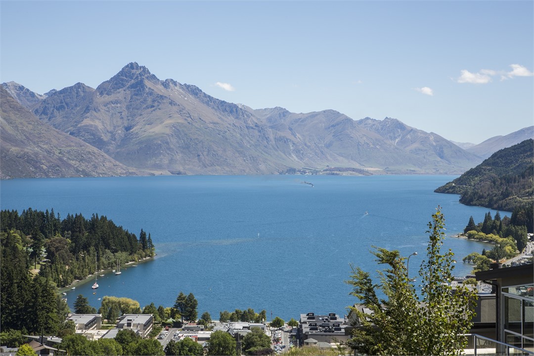 stunning mountain and lake views overlooking town