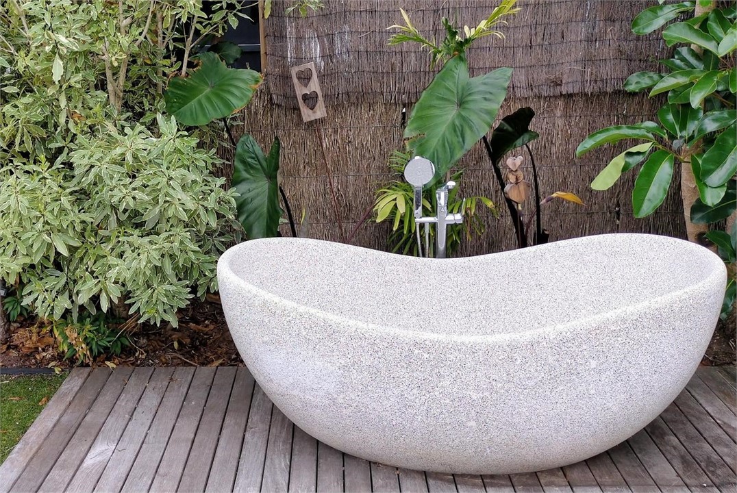 Luxurious stone Outdoor Bath. Perfect for one or t