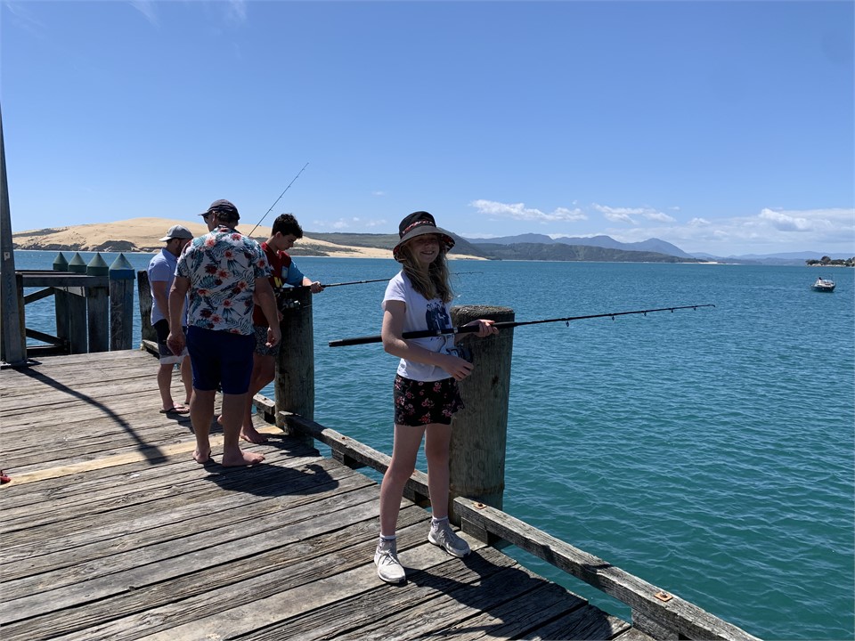 Excellent fishing off Omapere wharf!