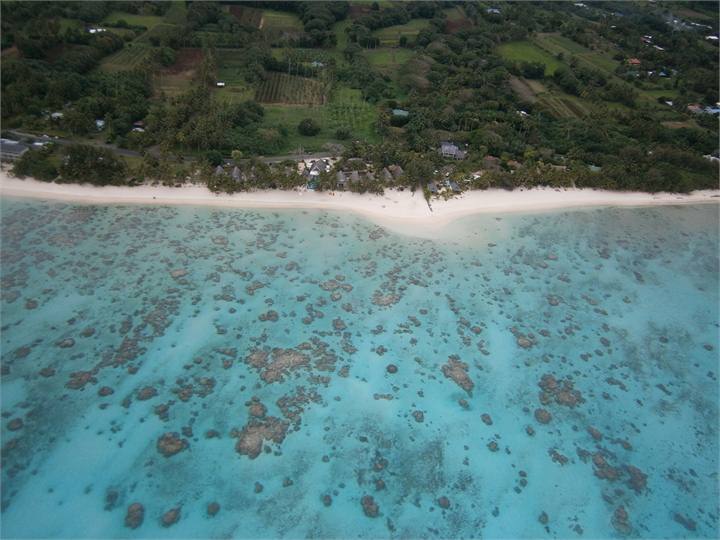 Aerial view, two villa's on beach