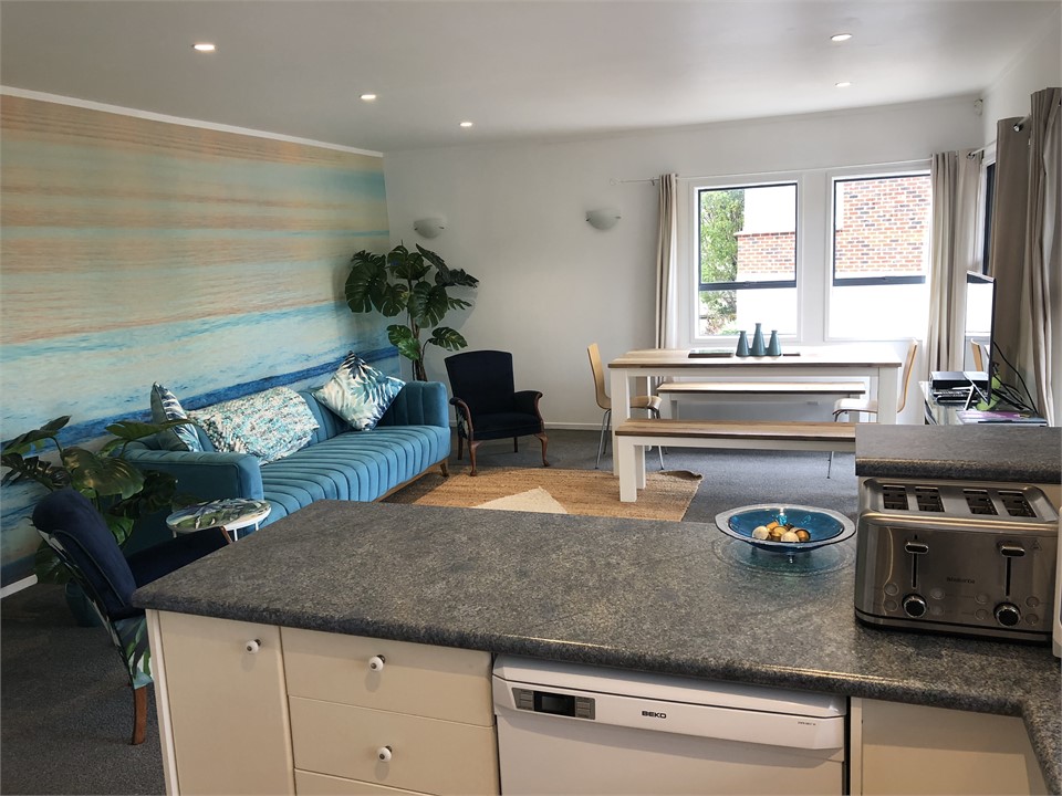 Open plan kitchen with dishwasher, toaster & Nespr