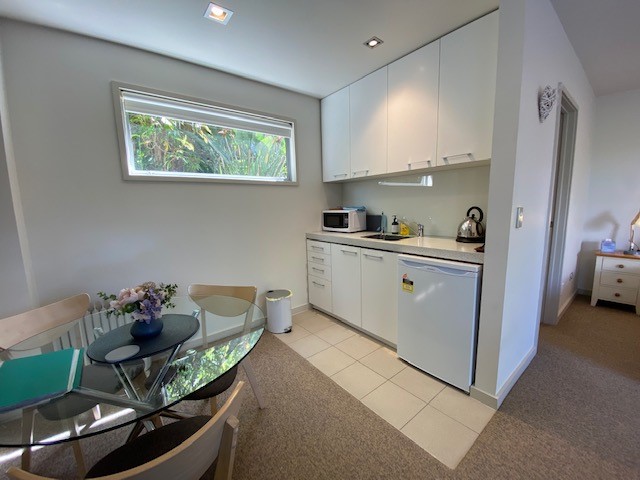 Kitchenette has hot plate good for light meals