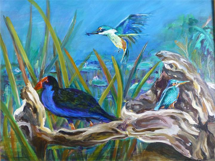 painting in the pond