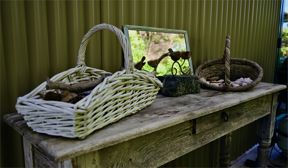 Knick knacks and a BBQ under the veranda