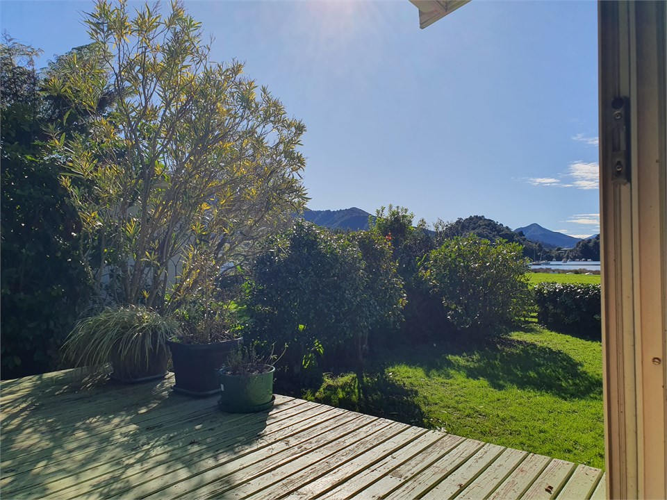Tranquil view out the sliding door in winter