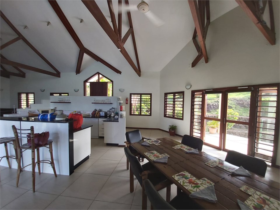 Dining room and kitchen area