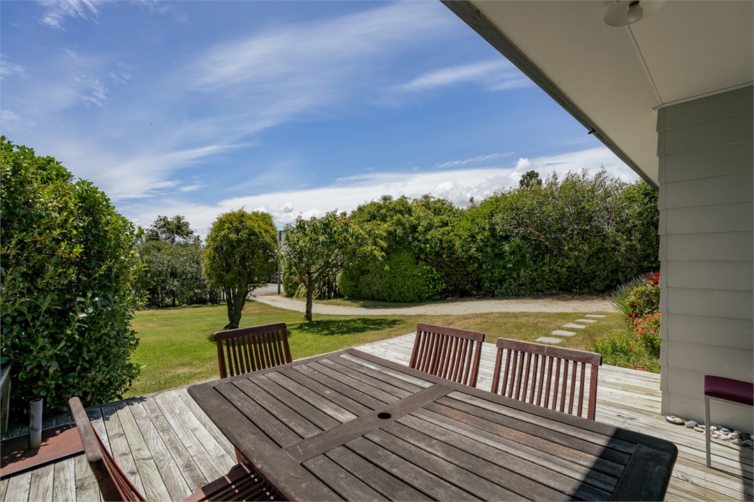 Outdoor table on deck