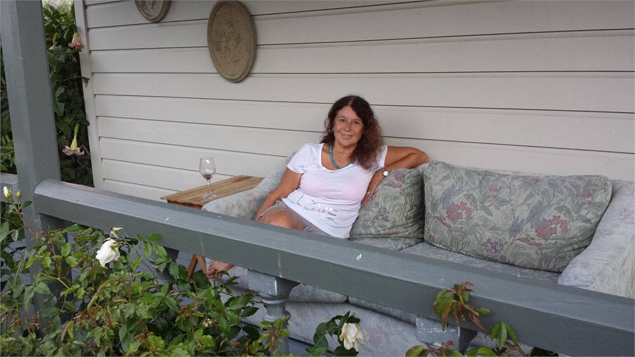 Relaxing with red wine from the vineyard