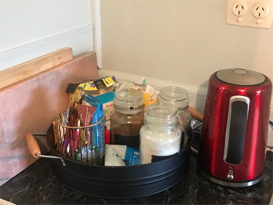 lots of coffee and tea options for guests.