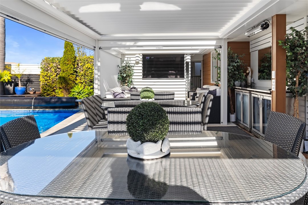 Pool house entertainment area