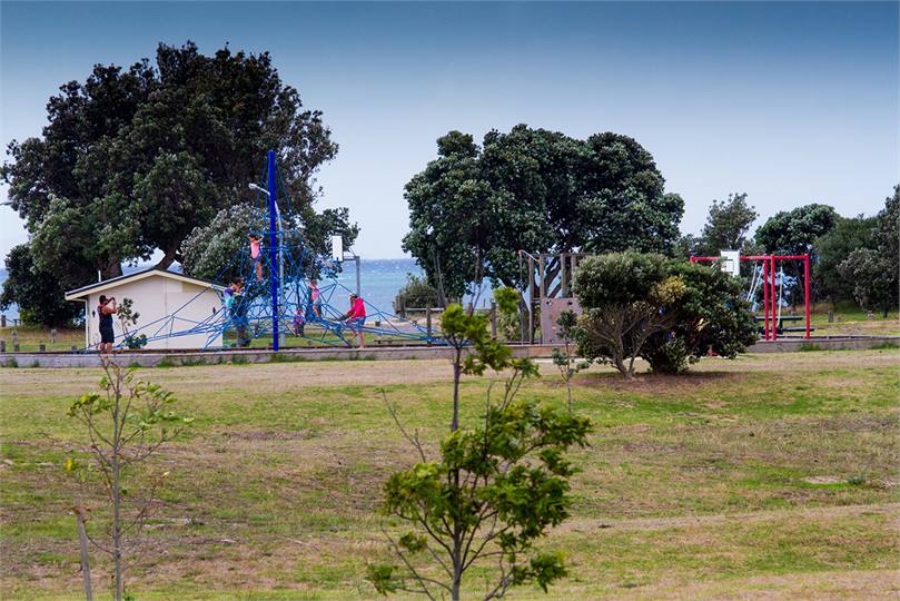 Playground at end of reserve, in front of house
