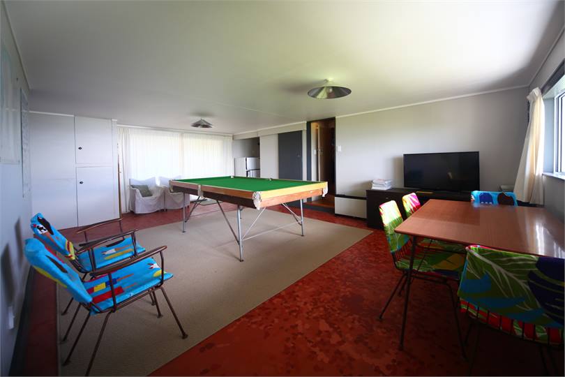 Family room set up for pool.