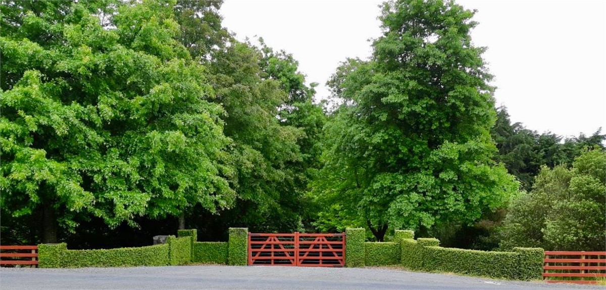 Barnyard Red gates at the entrance
