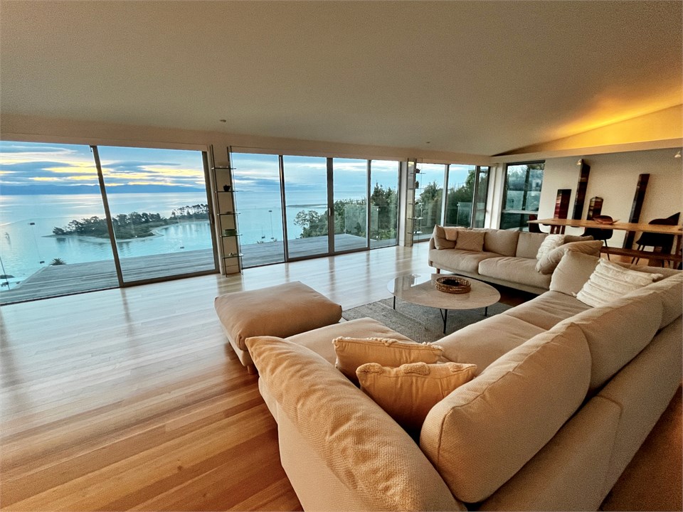 Lounge area looking out over Tasman Bay
