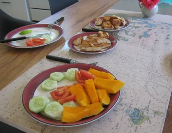 Fresh local caught fish and local seasonal fruit