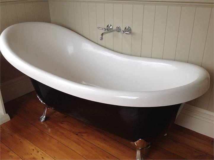 Unwind in the deep claw foot bath