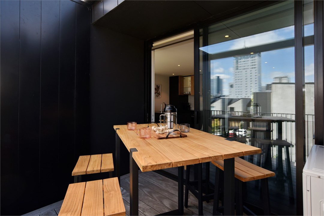 Bench outside on the balcony