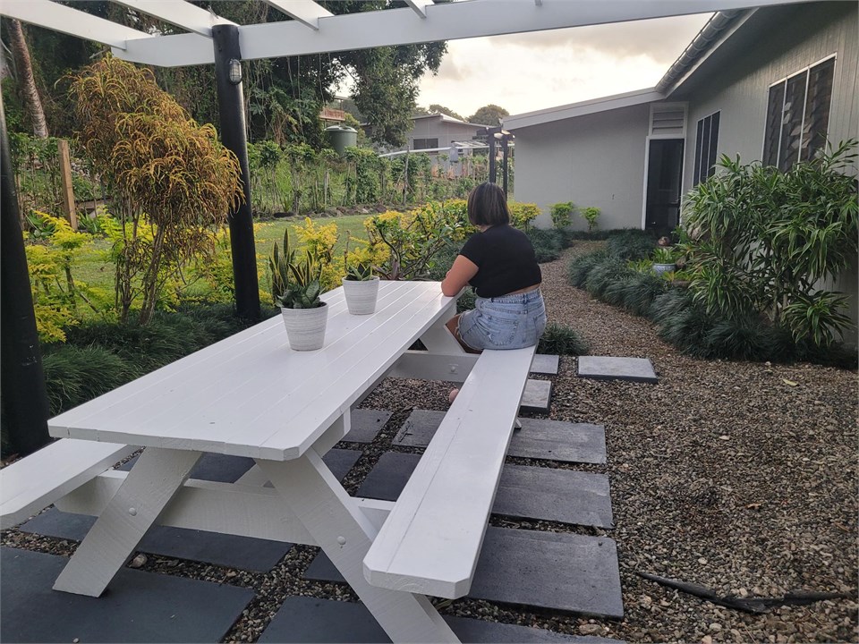 outside kitchen area nice to have a ciggie place