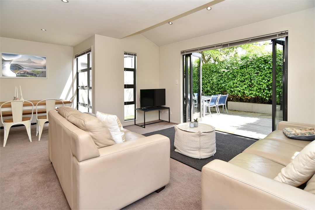 The living area has a lovely view