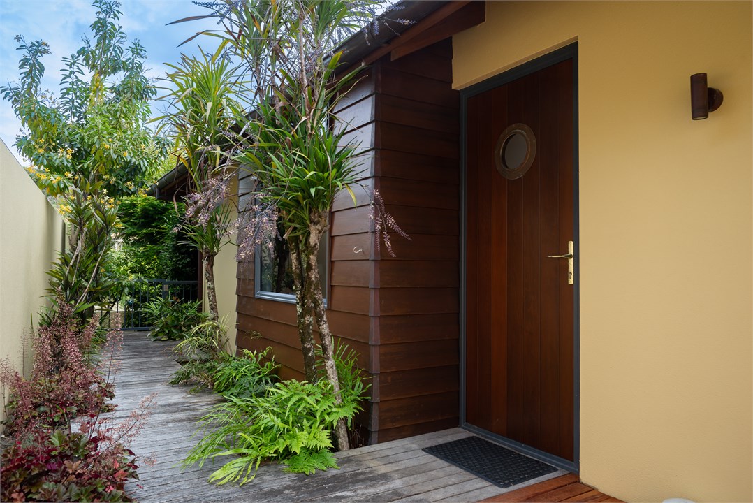 Back door and west end & childproof gate