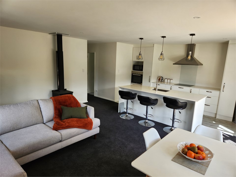 Lounge, dining and kitchen