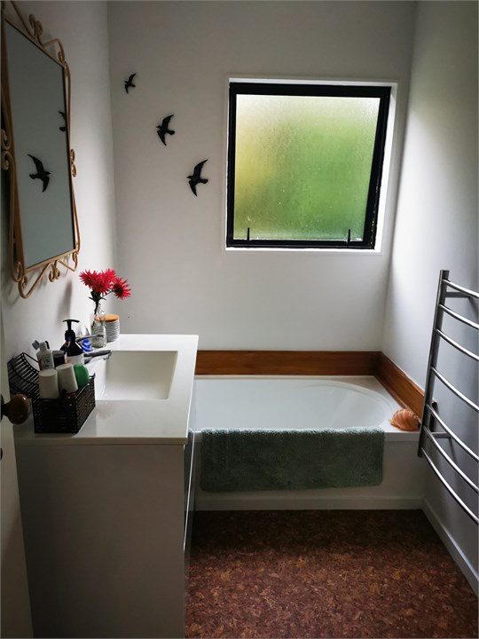 Newly done bathroom with bath and shower (shower i