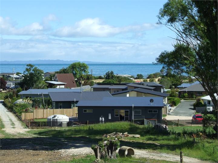 At the end of the private r.o.w.