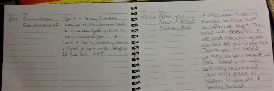 Satisfied guest comments in our guest book