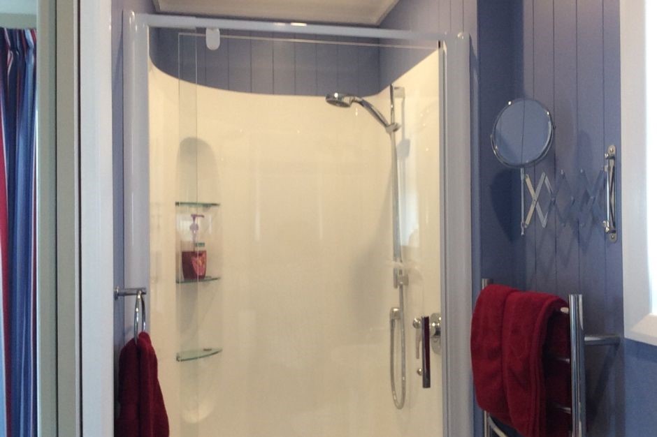 Bathroom with large shower