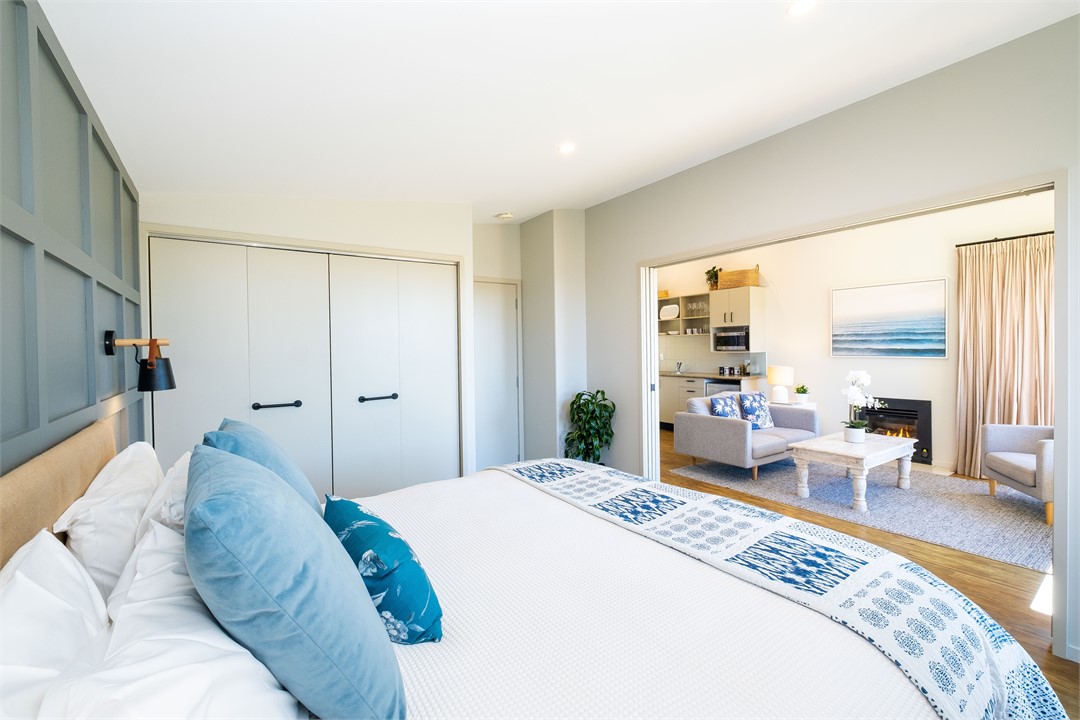 slider doors to separate bedroom from living