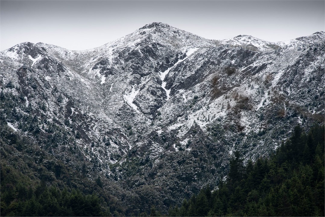 The view of the valley from the deck in winter