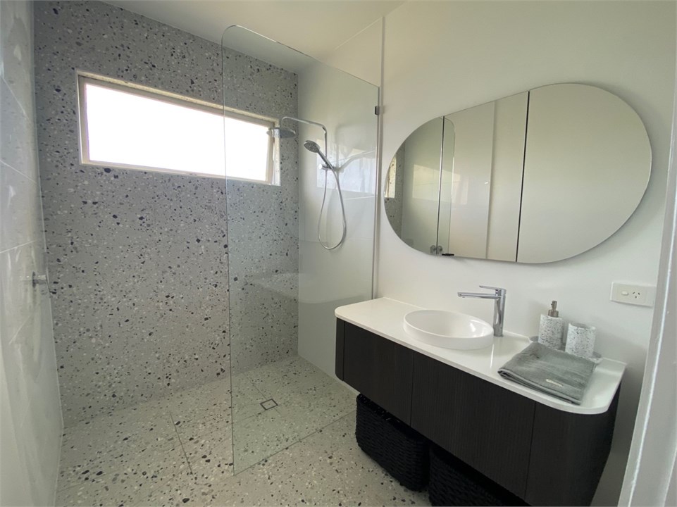 New bathroom with Walk in Terazzo tile