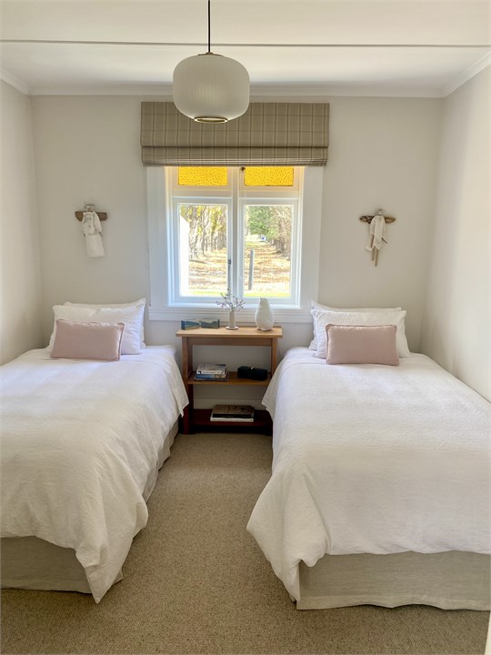 The twin room has two king single beds.