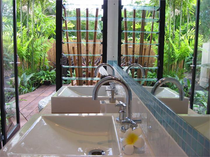 The bathroom, his and hers!