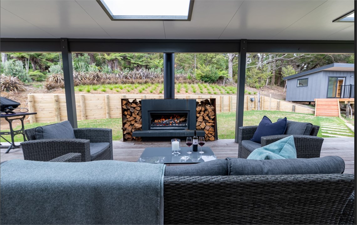 Back deck & fireplace