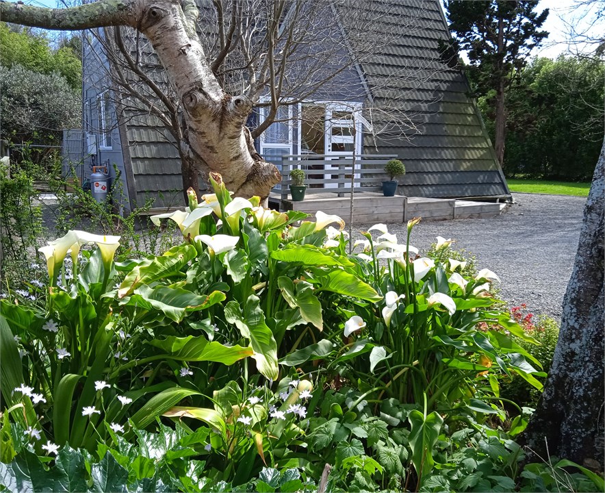 Plenty of parking surrounded by lovely country gar