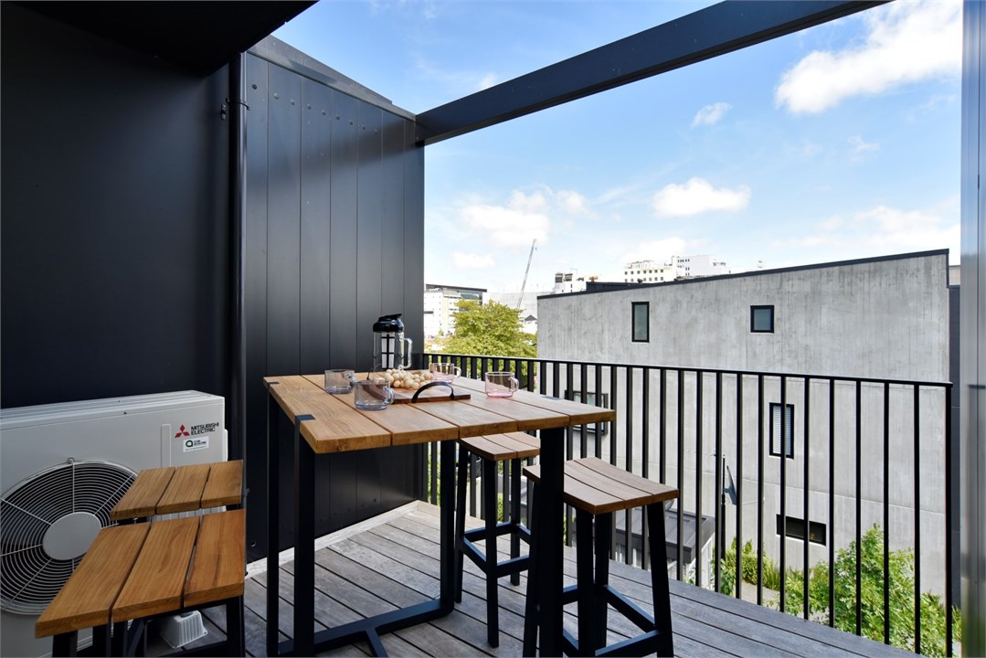 Bench outside on the balcony