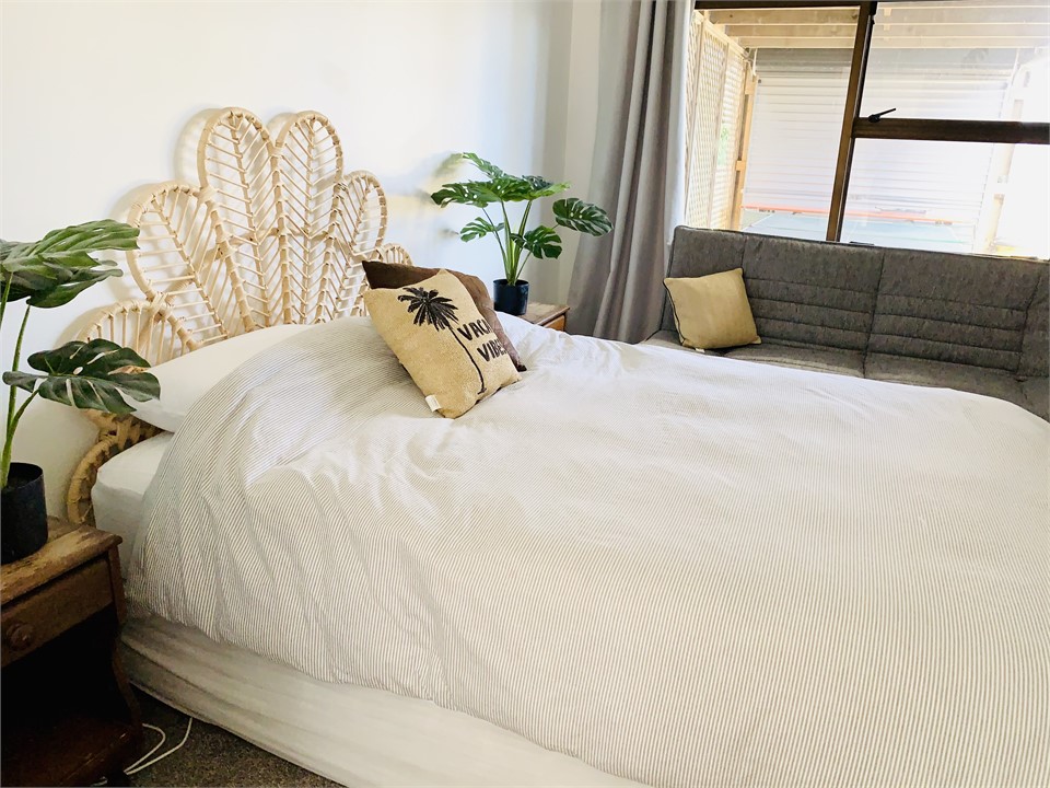 Queen bed and fold down sofa bed