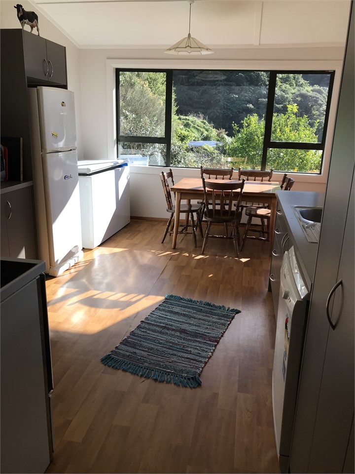 view from kitchen to the dining area