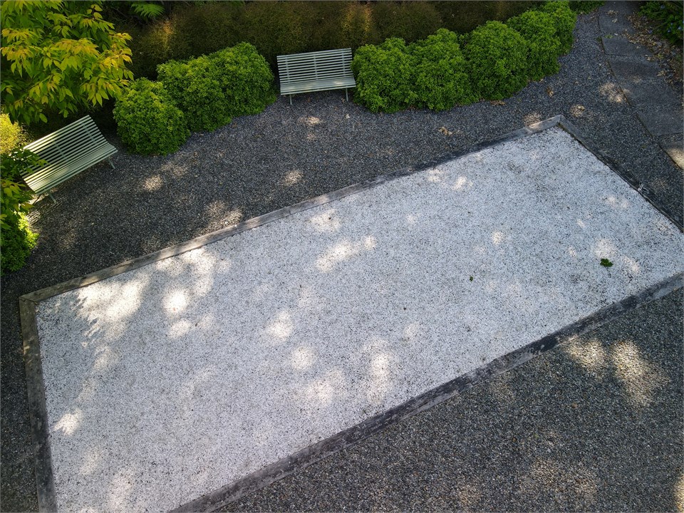 Petanque court. Boules for up to 4 players availab