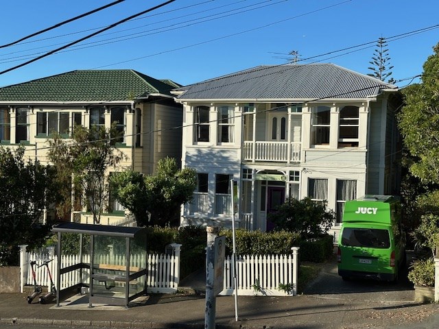 Exterior showing off-street car park (Green van)