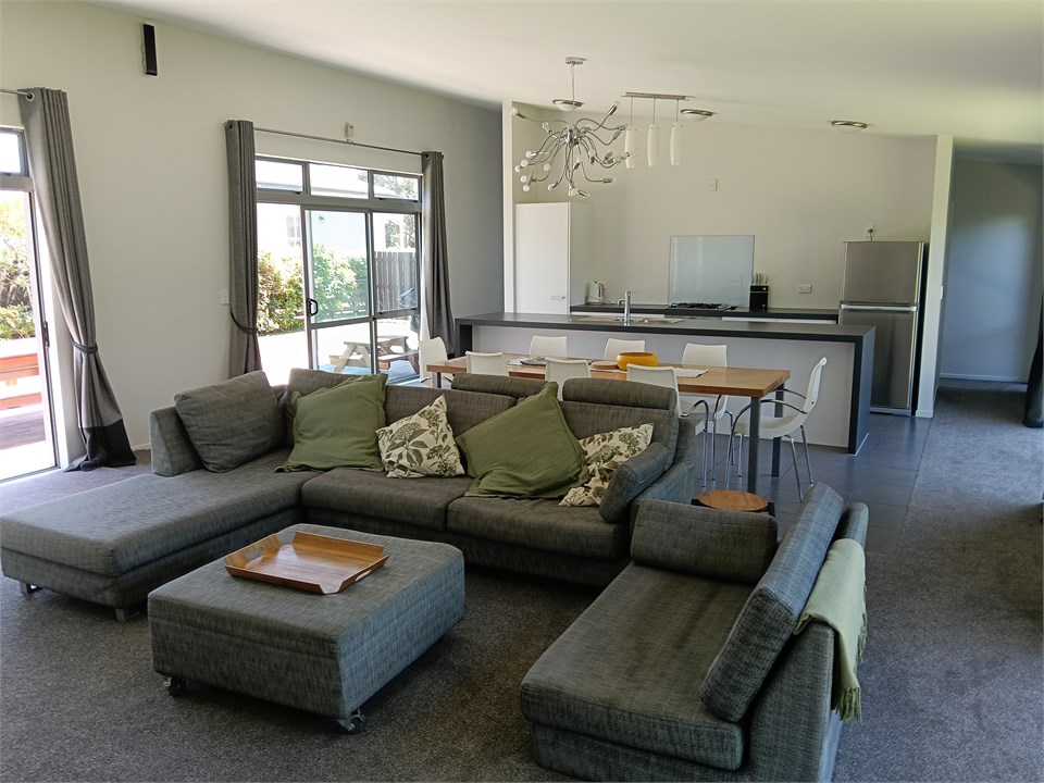 Kitchen, dining and living