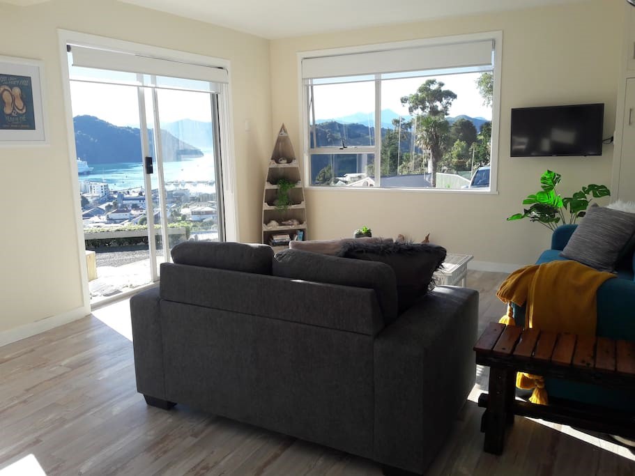 Enjoy the views from the lounge area, Smart TV and