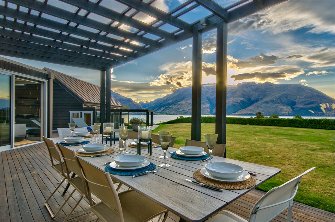 Outdoor dining at sunset